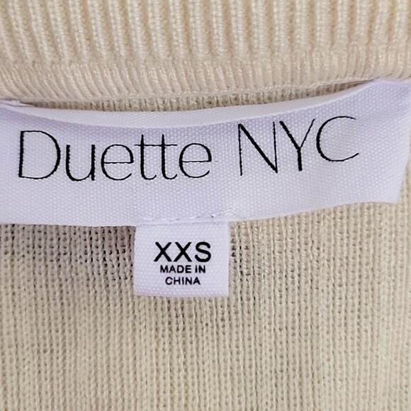 Duette NYC Cream w/Black Trimmed Collar Sweater Short Sleeved V-Neck Size XXS - Picture 7 of 8
